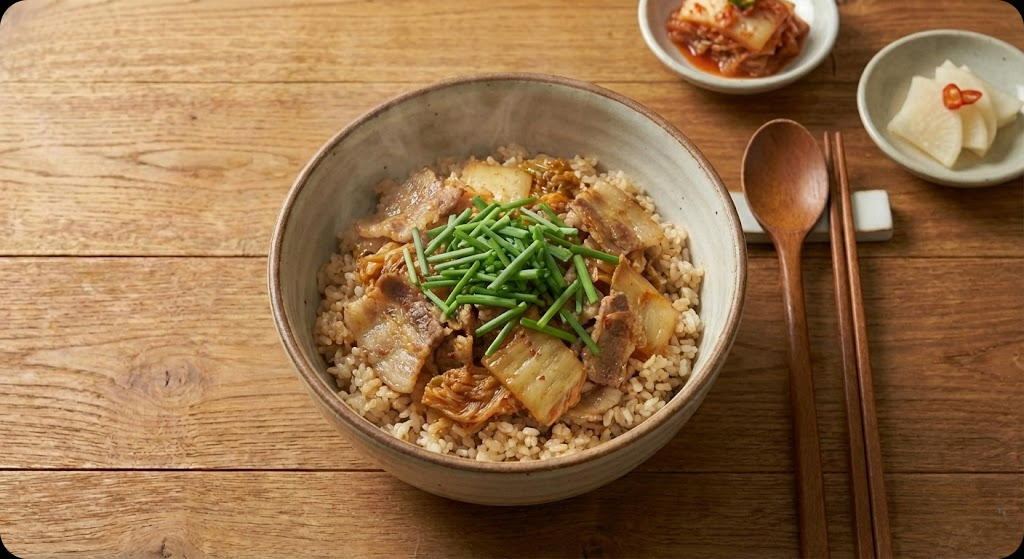 The Ultimate One-Pot Korean Food: Beef Brisket and Aged Kimchi Pot Rice (우삼겹 묵은지 솥밥)