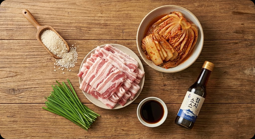 Beef Brisket and Aged Kimchi Pot Rice - ingredients