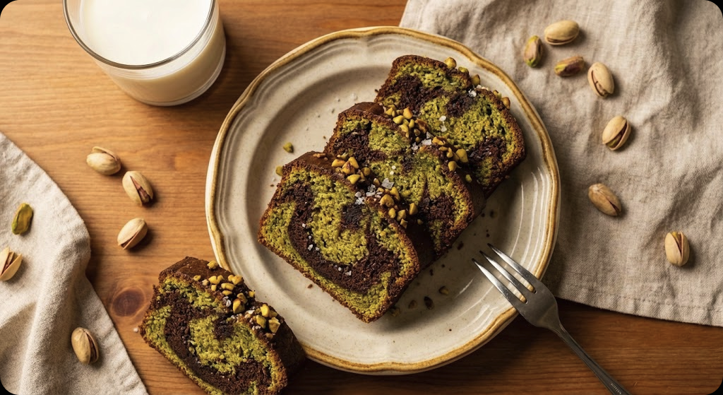 피스타치오 초콜릿 스낵 케이크 - hero