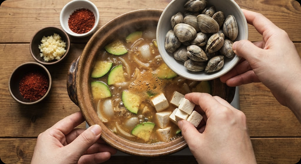 향긋한 냉이 바지락 된장찌개 - step_4