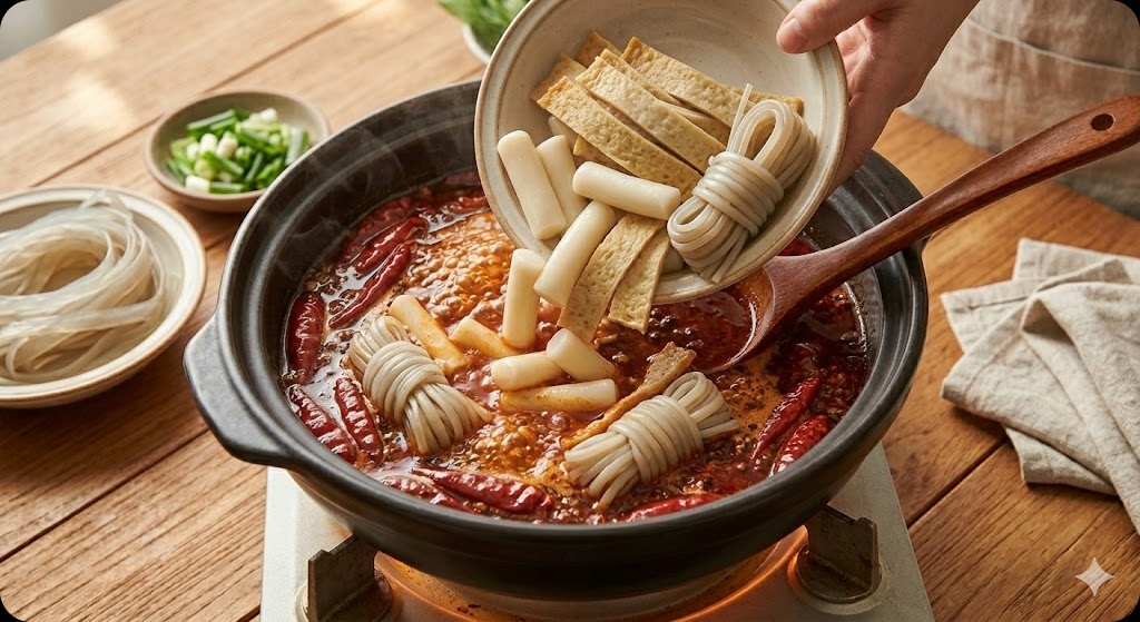 마라로제 떡볶이 조리 과정 4단계