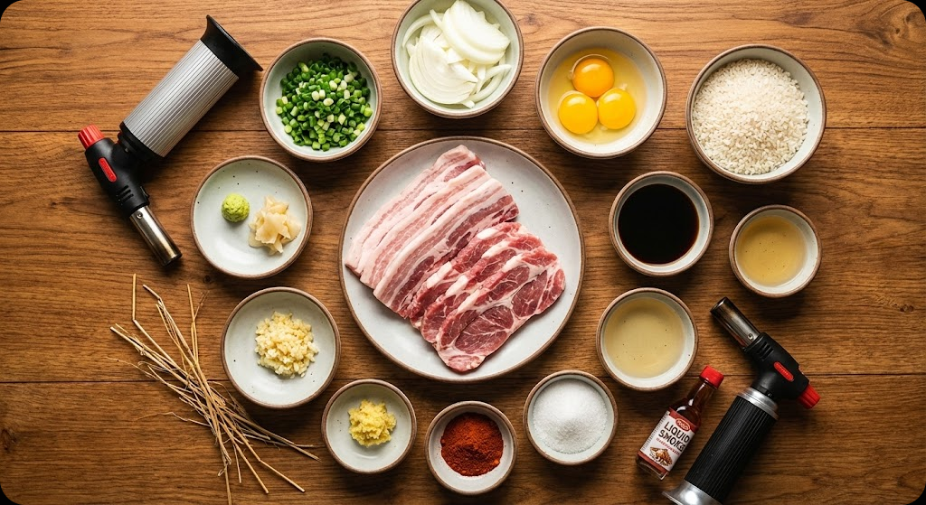 짚불향 돼지덮밥 - ingredients