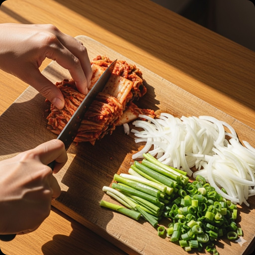 백종원식 참치김치찌개 조리 과정 1단계