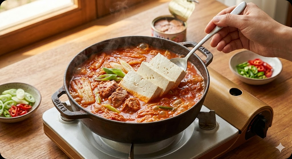 백종원식 참치김치찌개 조리 과정 6단계