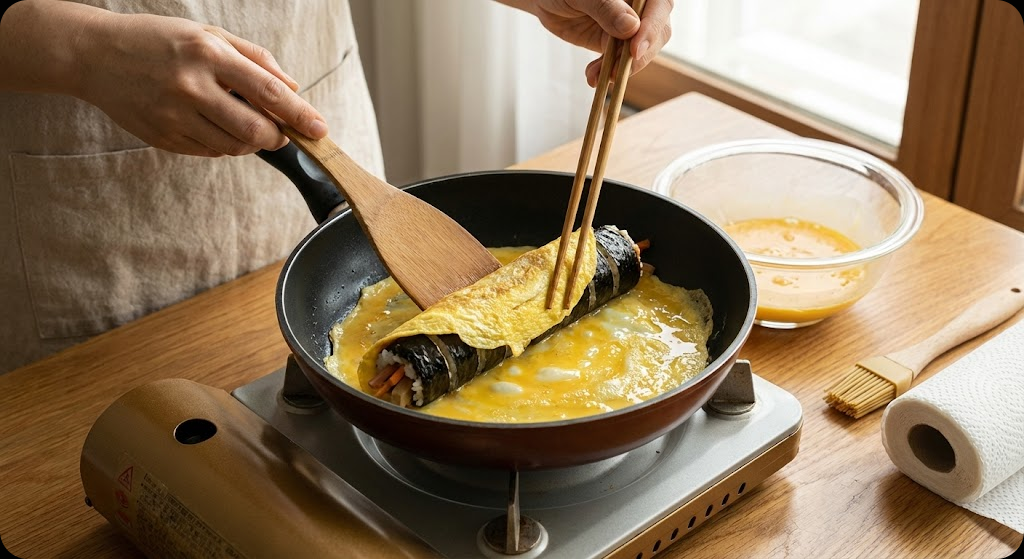 계란말이 김밥 조리 과정 5단계