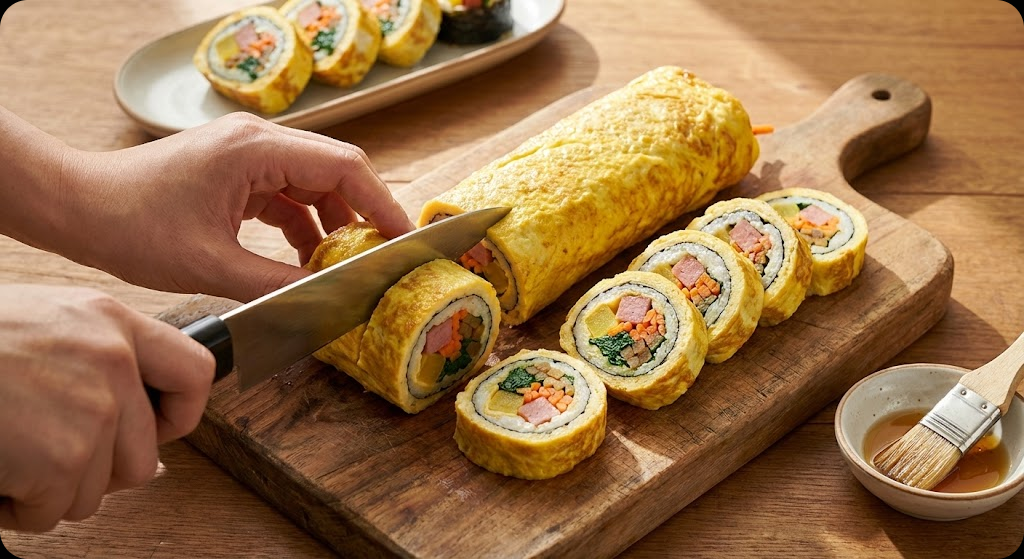 계란말이 김밥 조리 과정 6단계