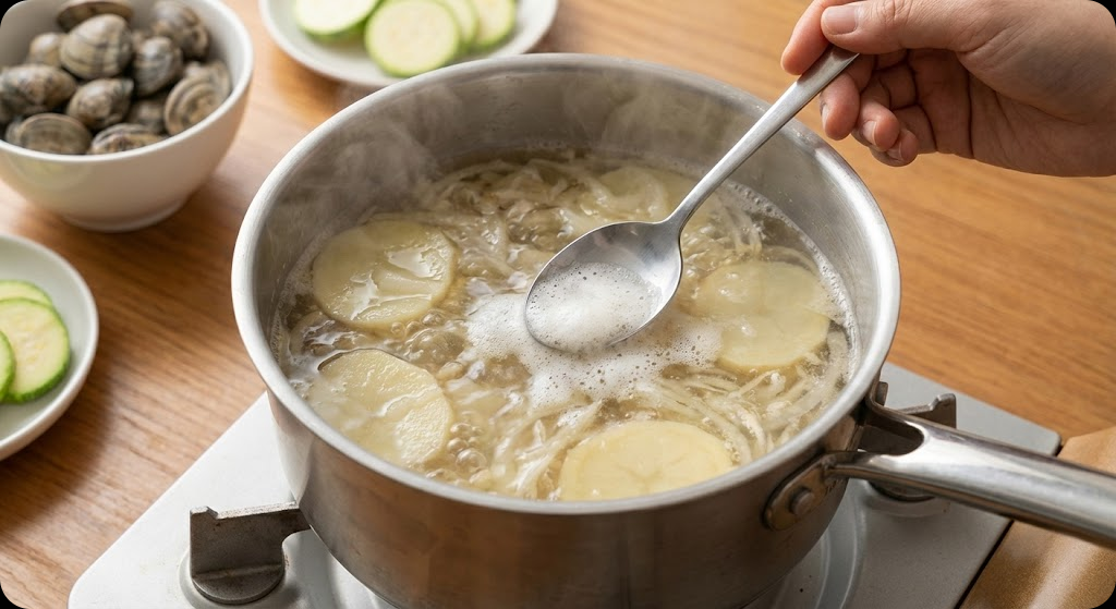 바지락 칼국수 조리 과정 4단계