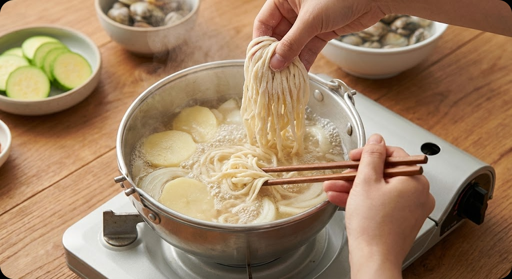 바지락 칼국수 조리 과정 5단계