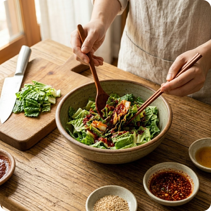 봄동 비빔밥 조리 과정 2단계