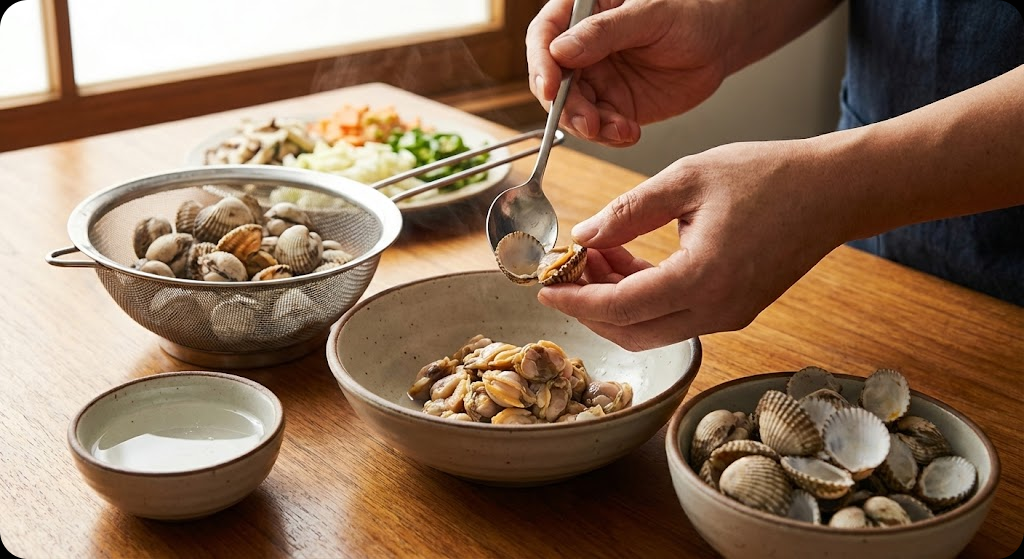 꼬막 비빔밥 조리 과정 3단계