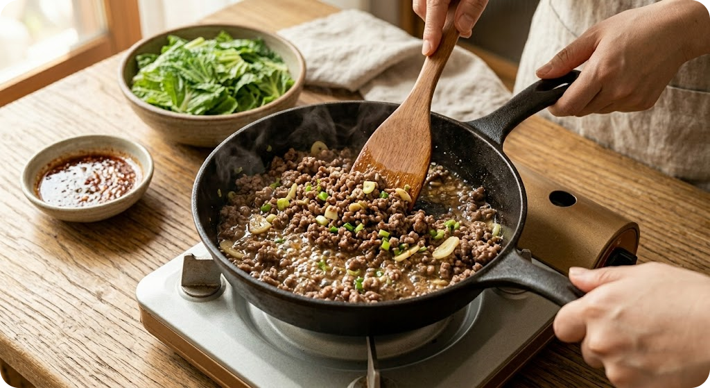 봄동 비빔밥 조리 과정 3단계