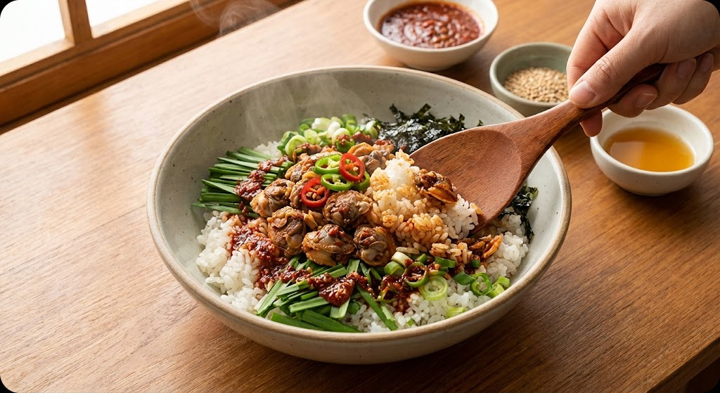 꼬막 비빔밥 조리 과정 5단계