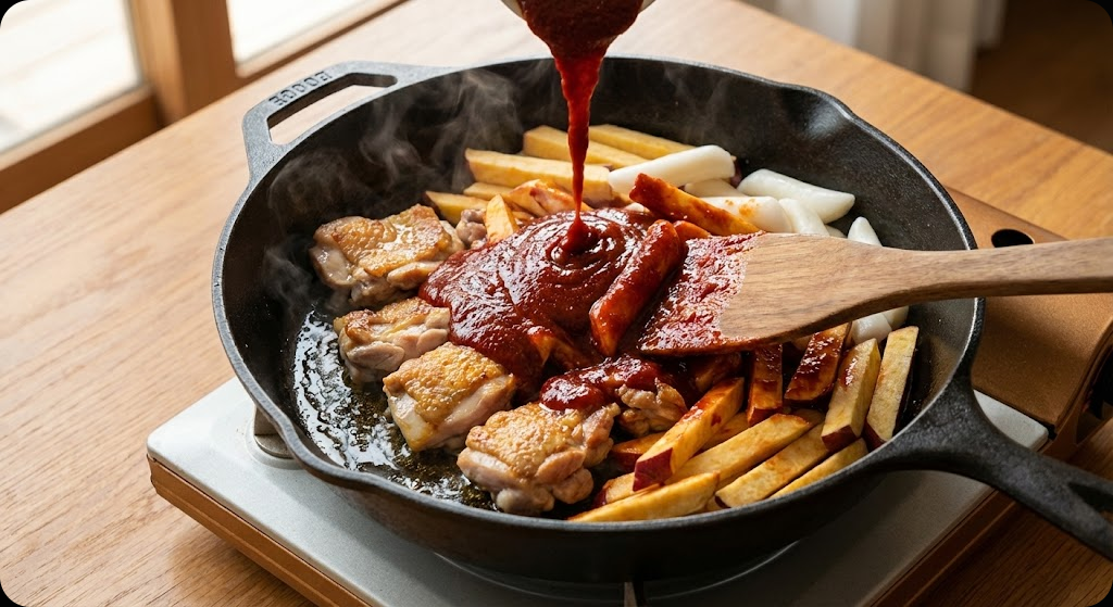 로제 닭갈비 조리 과정 3단계