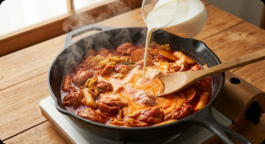 로제 닭갈비 조리 과정 5단계