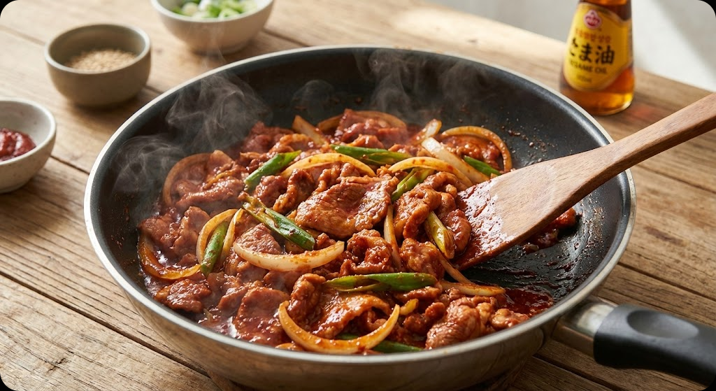 고추장 불고기 덮밥 조리 과정 4단계