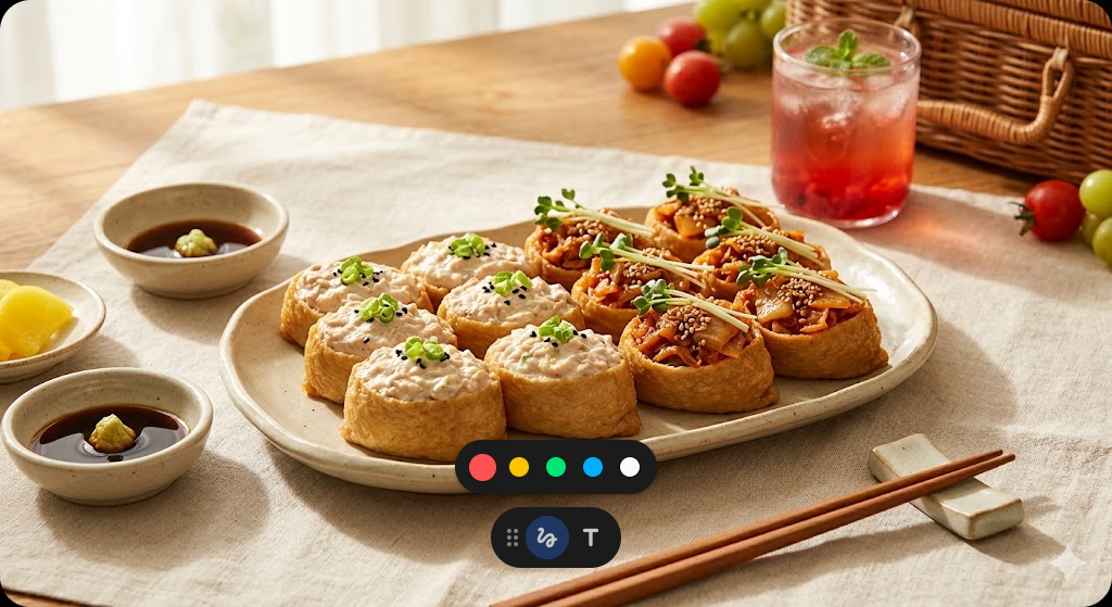 Beautifully plated Spring Picnic One-Bite Inari Sushi ready to serve