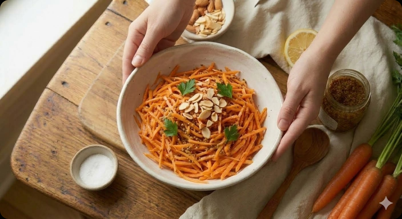 맛있게 완성되어 서빙된 당근라페 (당근샐러드)
