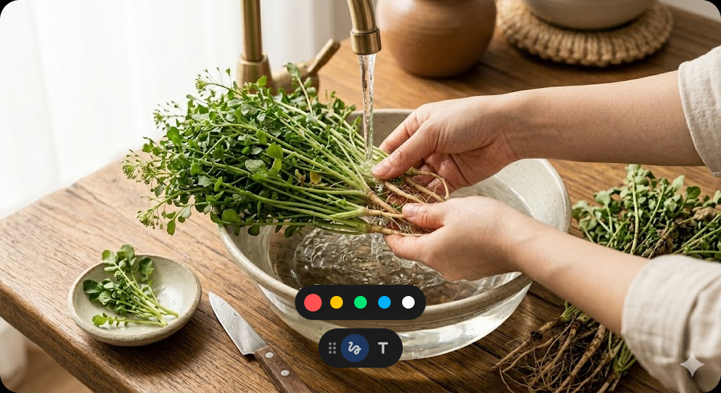 냉이 페스토 파스타 조리 과정 1단계