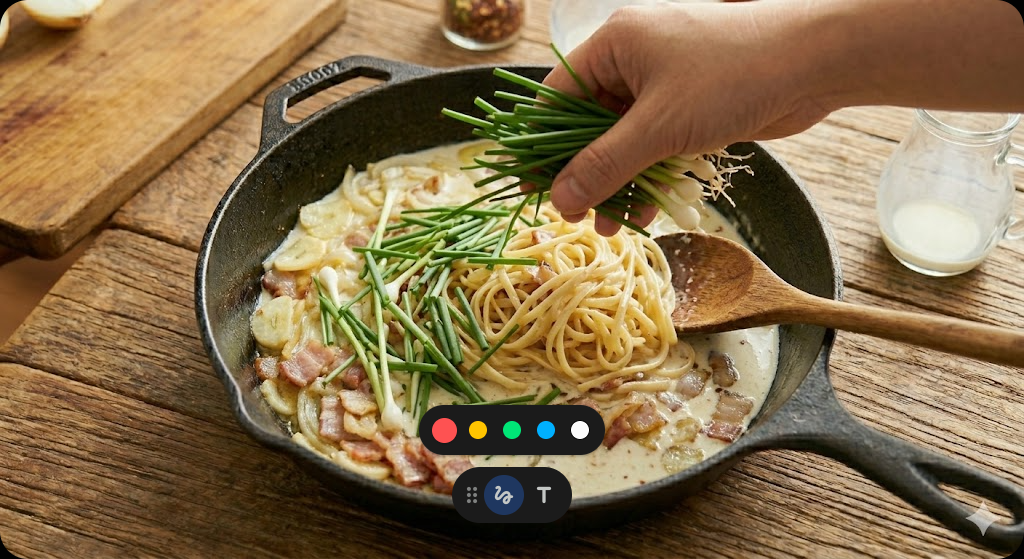 달래 크림파스타 조리 과정 6단계