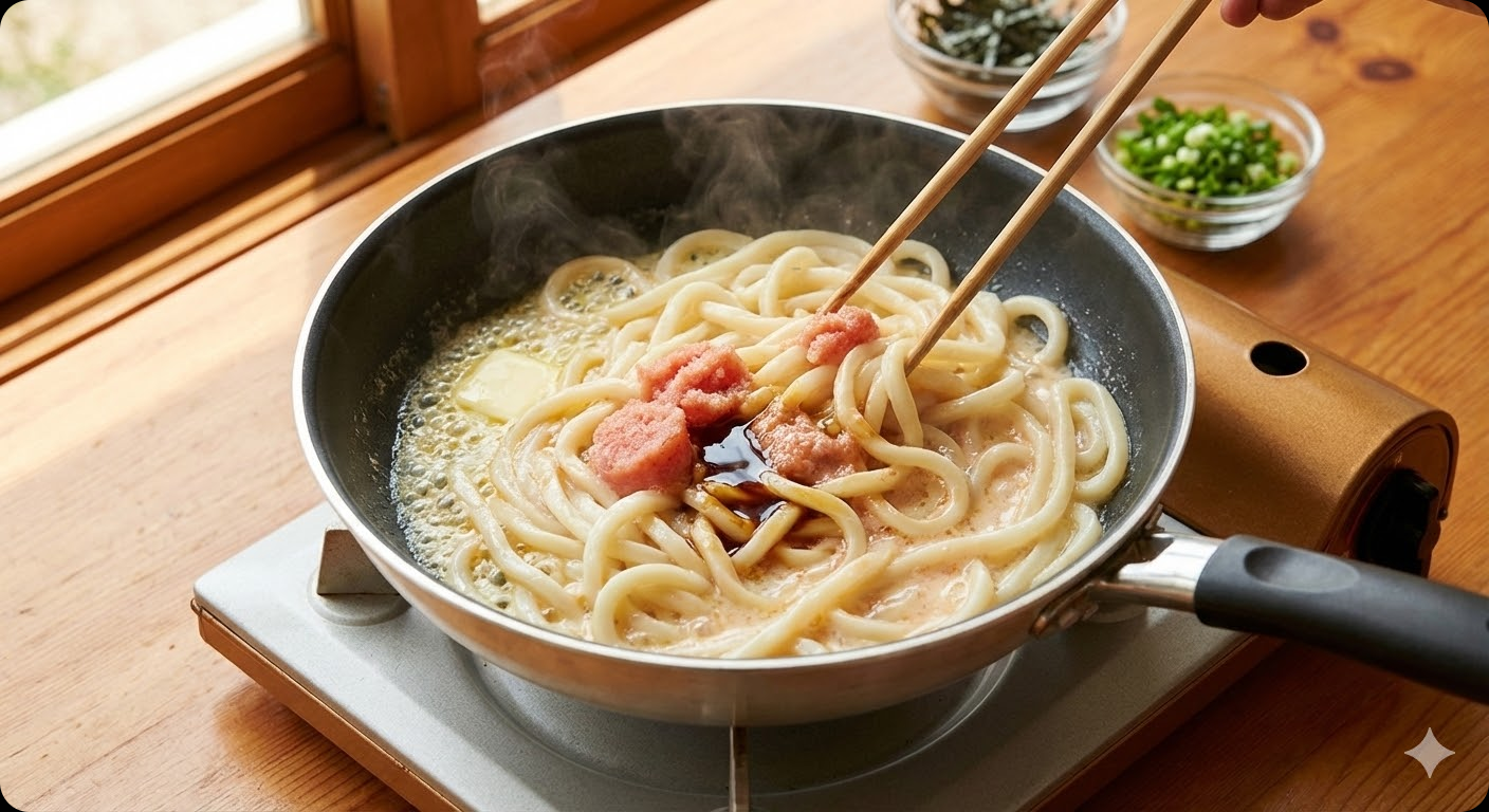 명란버터우동 조리 과정 4단계