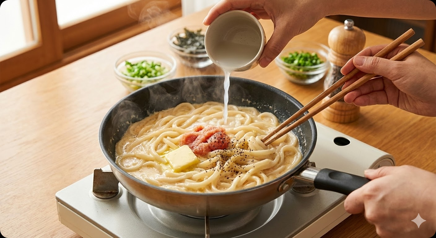 명란버터우동 조리 과정 5단계