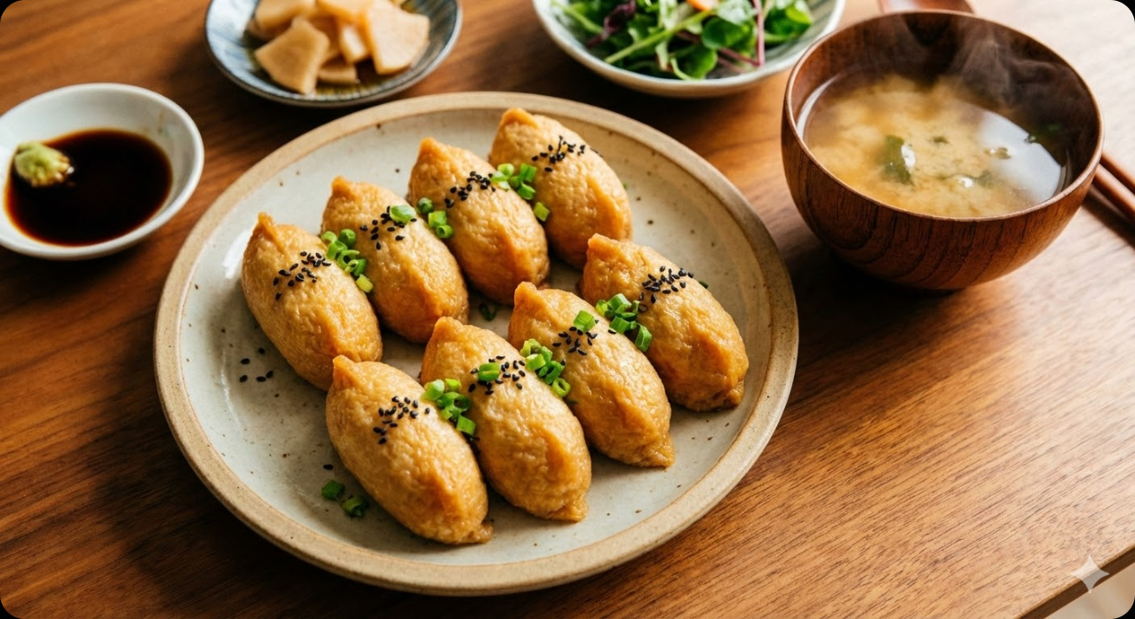 완성된 두부유부초밥의 맛있는 모습