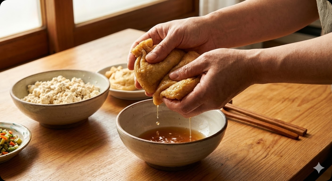 두부유부초밥 조리 과정 4단계