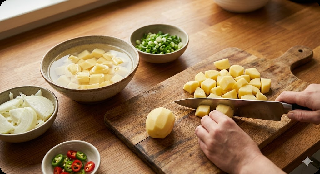 감자가득 짚불향 돼지덮밥 조리 과정 1단계