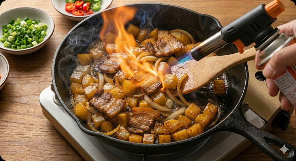 감자가득 짚불향 돼지덮밥 조리 과정 5단계