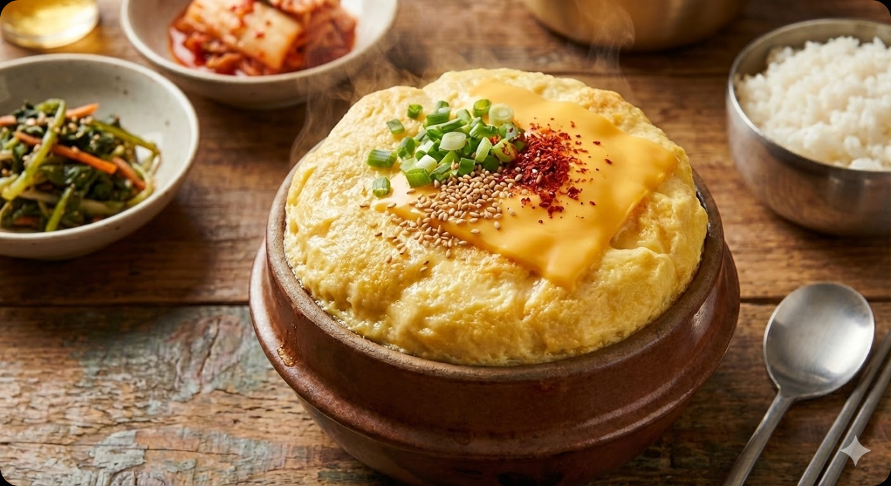 맛있게 완성되어 서빙된 폭탄 계란찜