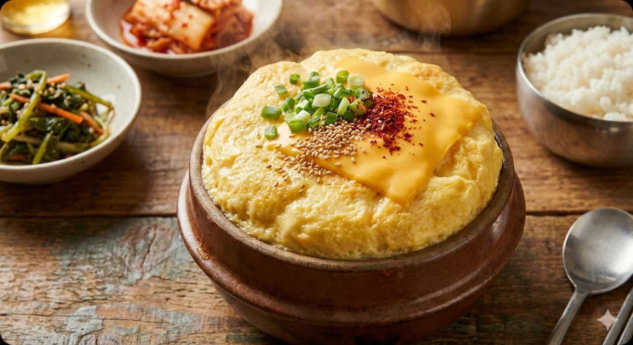 완성된 폭탄 계란찜의 맛있는 모습