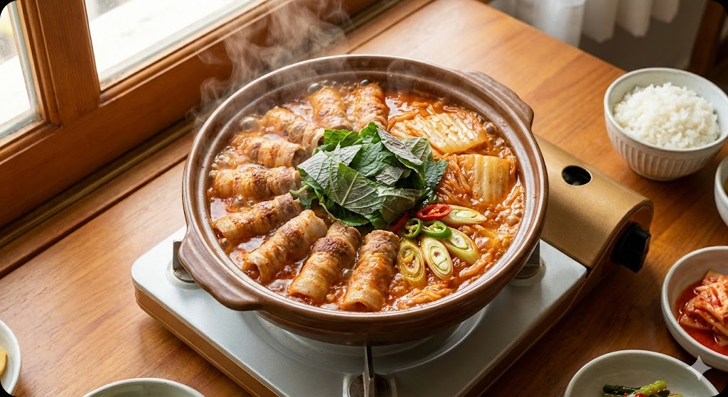 대패삼겹 김치말이전골 조리 과정 6단계