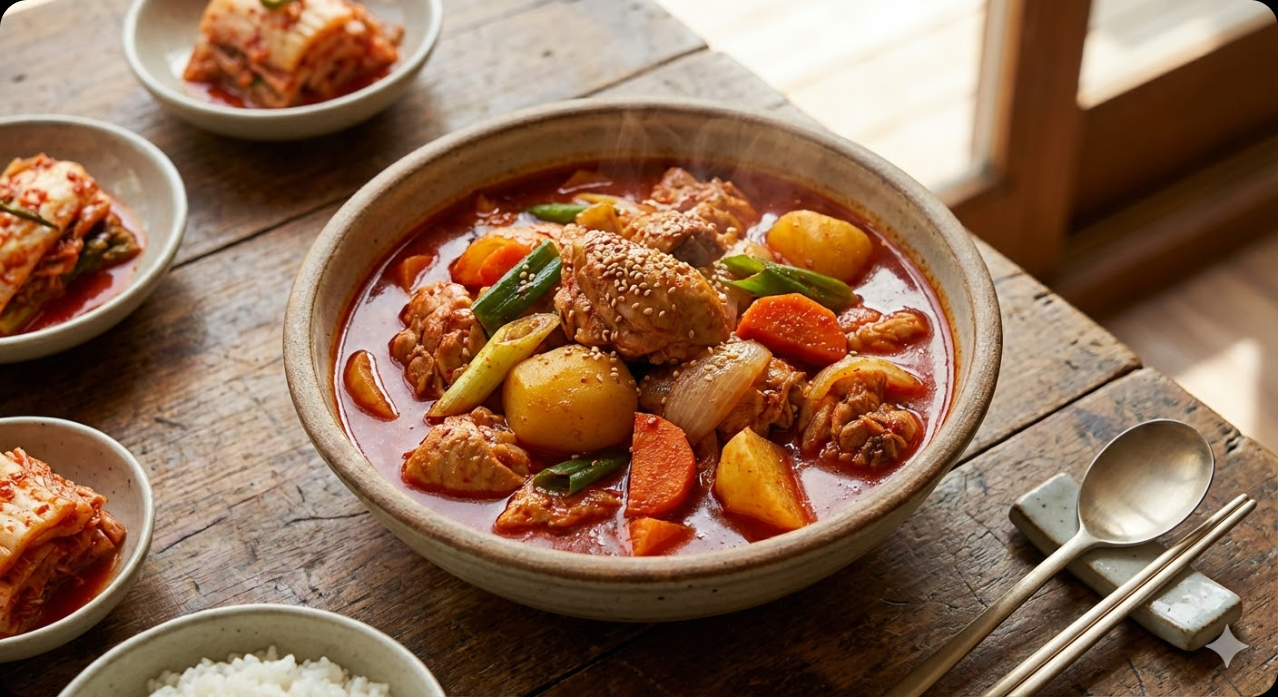 완성된 닭도리탕의 맛있는 모습