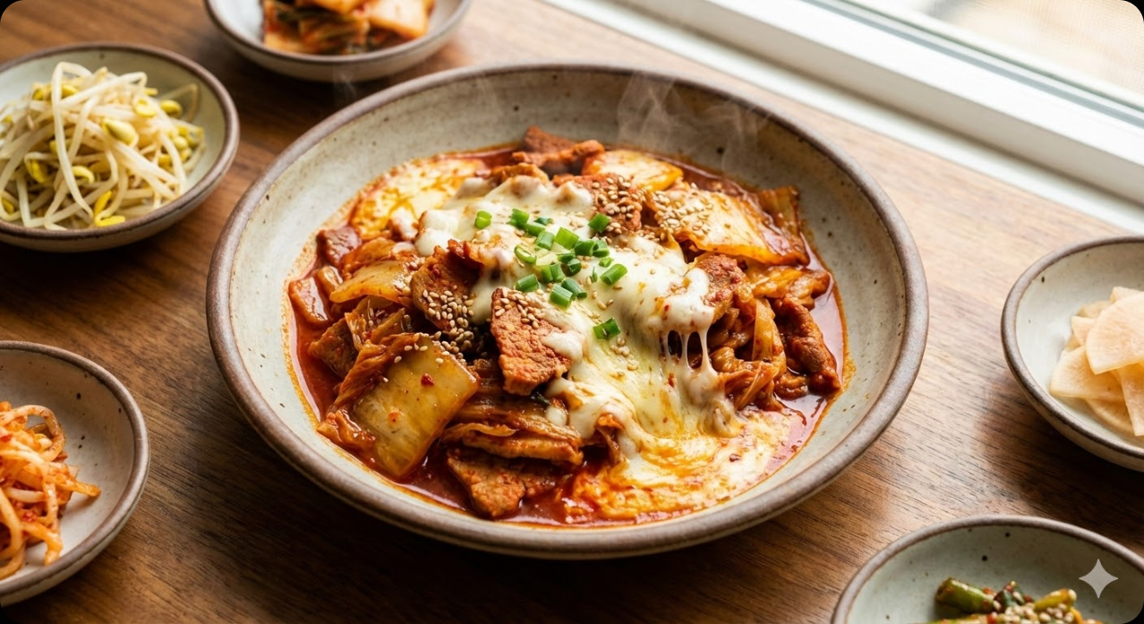 완성된 김치즈 제육볶음의 맛있는 모습