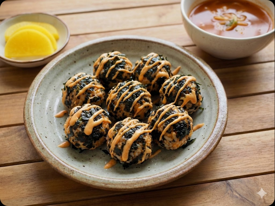 완성된 고추장 참치마요 주먹밥의 맛있는 모습