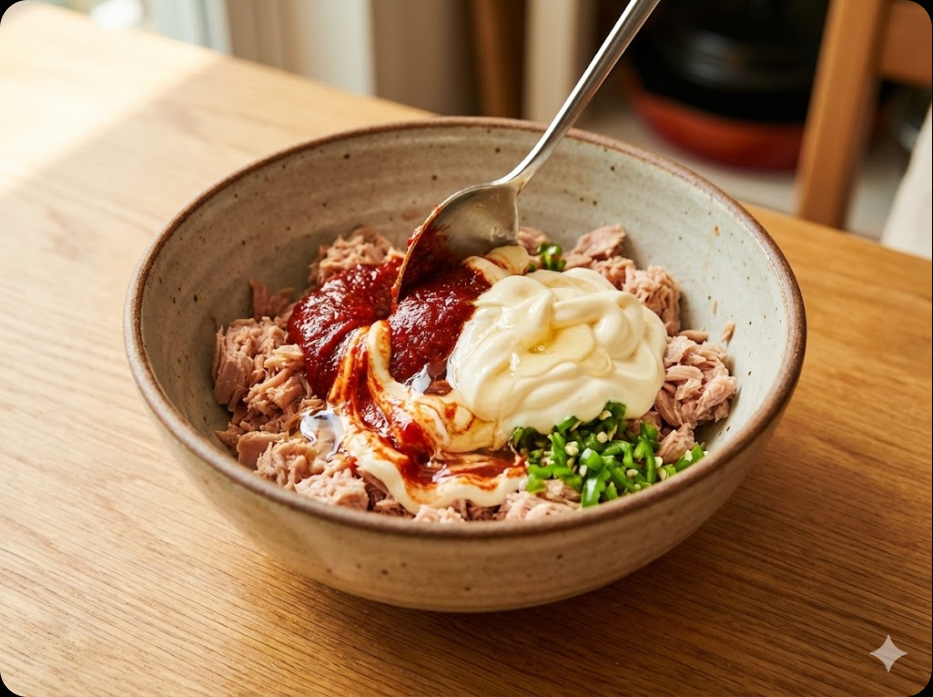 고추장 참치마요 주먹밥 조리 과정 2단계