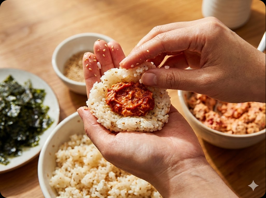 고추장 참치마요 주먹밥 조리 과정 4단계