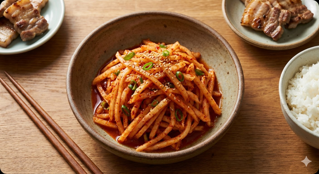 완성된 무생채의 맛있는 모습