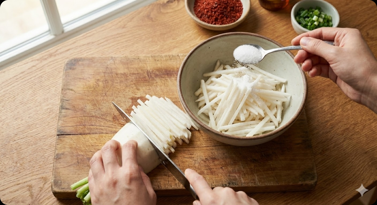 무생채 조리 과정 1단계