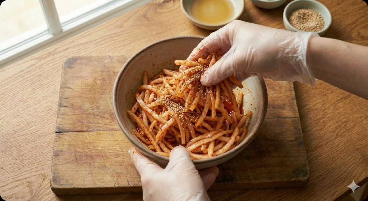 무생채 조리 과정 4단계