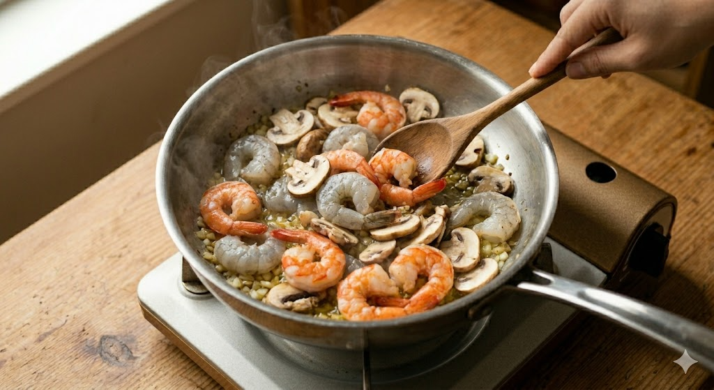 Shrimp Rose Pasta cooking process Step 4