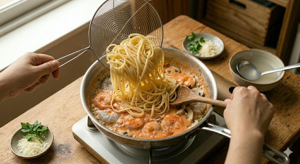 Shrimp Rose Pasta cooking process Step 6