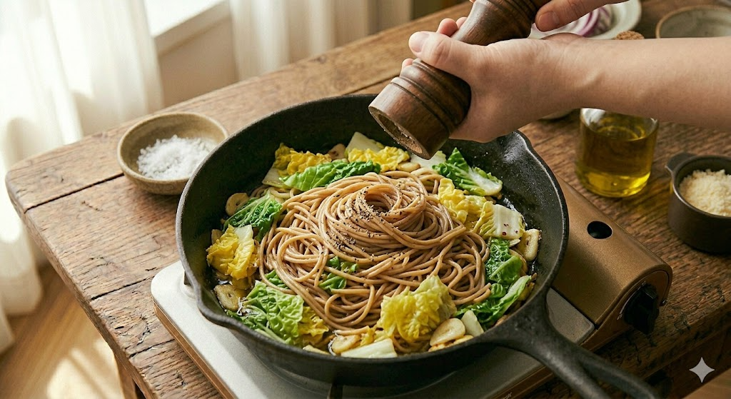 Step 6 of the Bomdong Whole Wheat Pasta cooking process