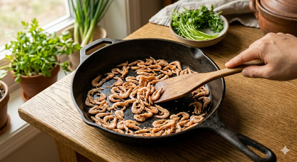 Barley shrimp minari pancake cooking process step 2