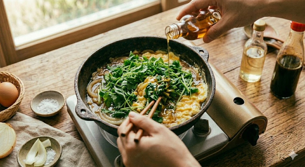 Step 6 of Chamnamul Egg Rice Bowl cooking process