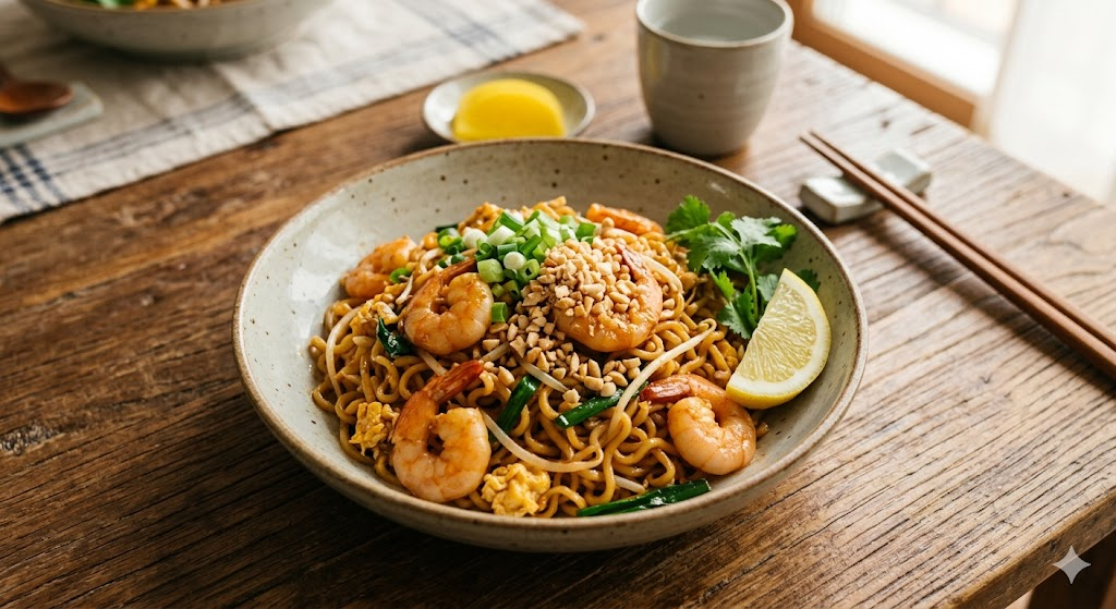 Delicious-looking finished Ramen Pad Thai
