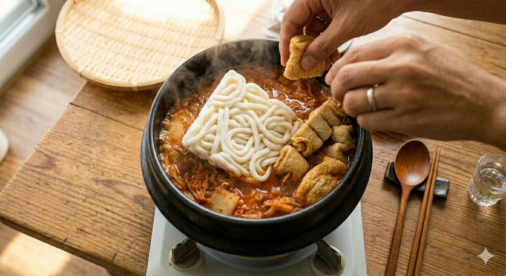 투다리김치우동 조리 과정 4단계