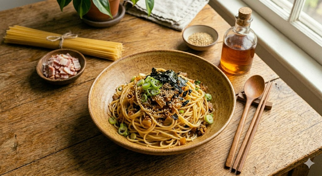 🍝 Easy 10-Minute Korean Food: Aged Kimchi and Perilla Oil Pasta (묵은지 들기름 파스타)