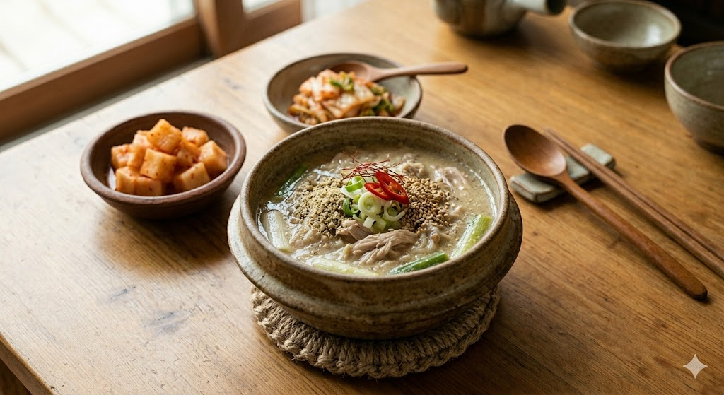 Creamy & Nutritious Korean Food: Fun-staurant Moon Jeong-hee Perilla Seed Chicken Soup (편스토랑 문정희 들깨닭곰탕)