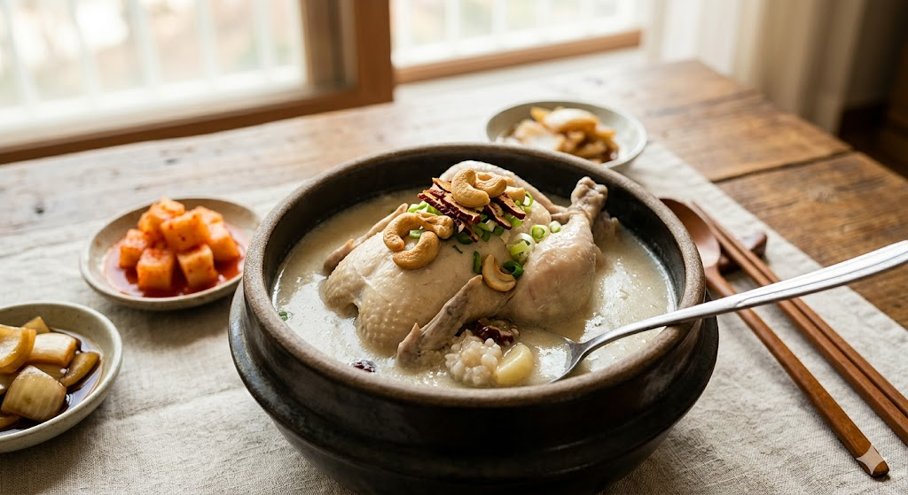 완성된 캐슈너트 삼계탕의 맛있는 모습